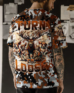 BLISSCORNERS TURN 'EM LOOSE HUNTING DEER FOXHOUND DOG ALL OVER PRINT