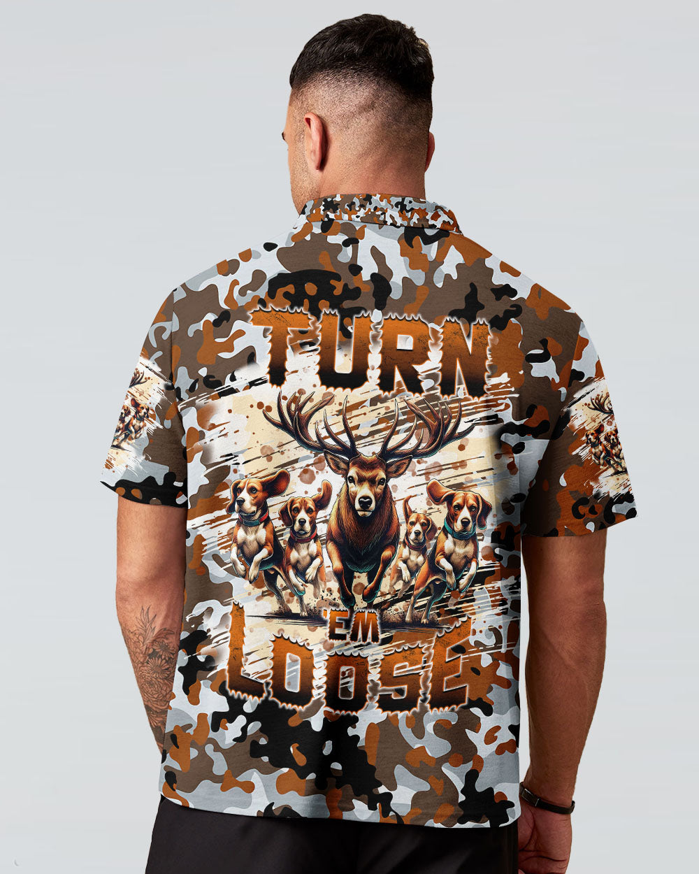 BLISSCORNERS TURN 'EM LOOSE HUNTING DEER FOXHOUND DOG ALL OVER PRINT