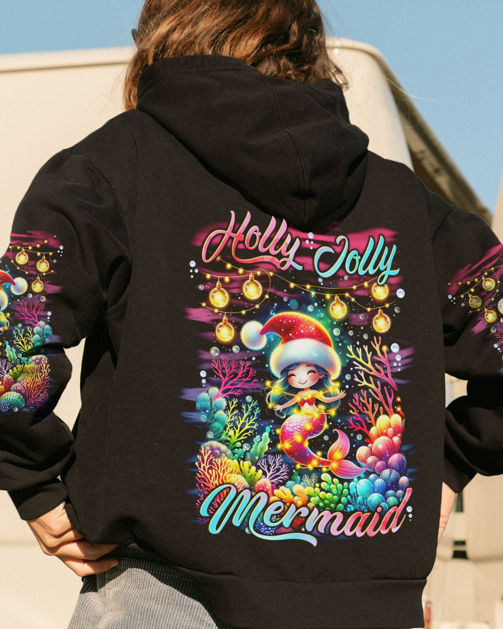 BLISSCORNERS HOLLY JOLLY MERMAID CHRISTMAS ALL OVER PRINT