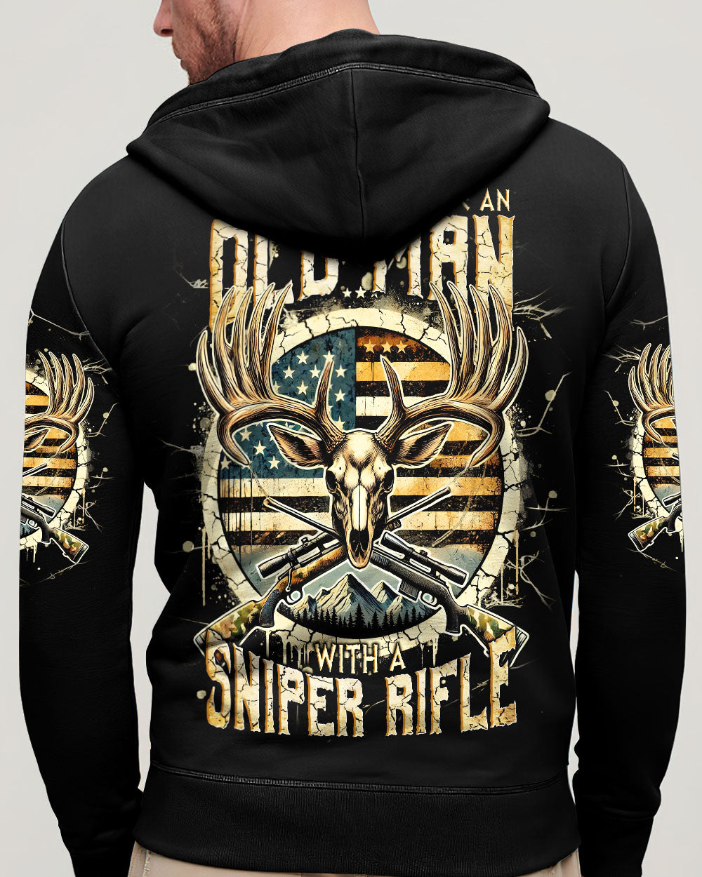 BLISSCORNERS NEVER UNDERESTIMATE AN OLD MAN WITH A SNIPER RIFLE ALL OVER PRINT