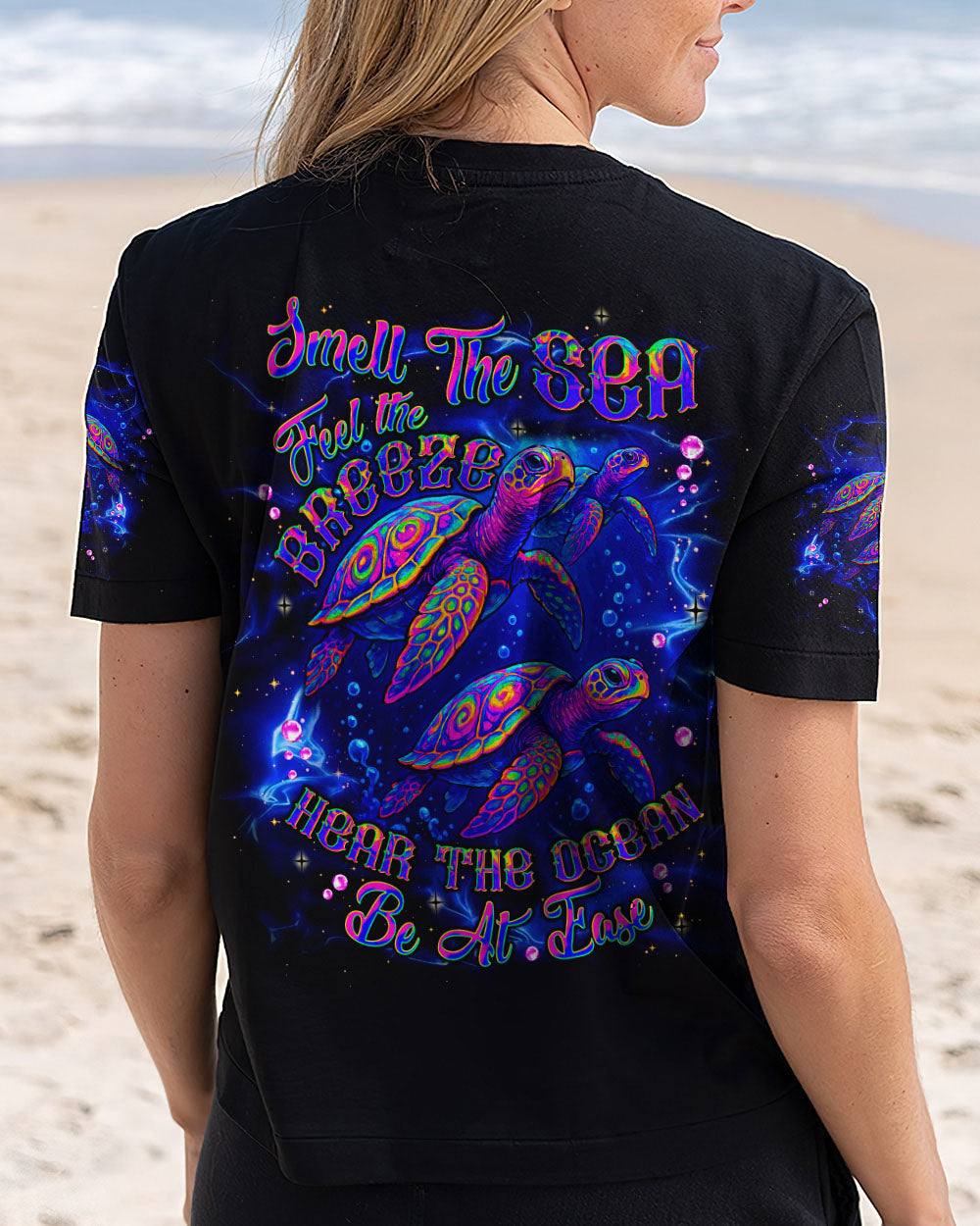 BLISSCORNERS SMELL THE SEA FEEL THE BREEZE TURTLE ALL OVER PRINT