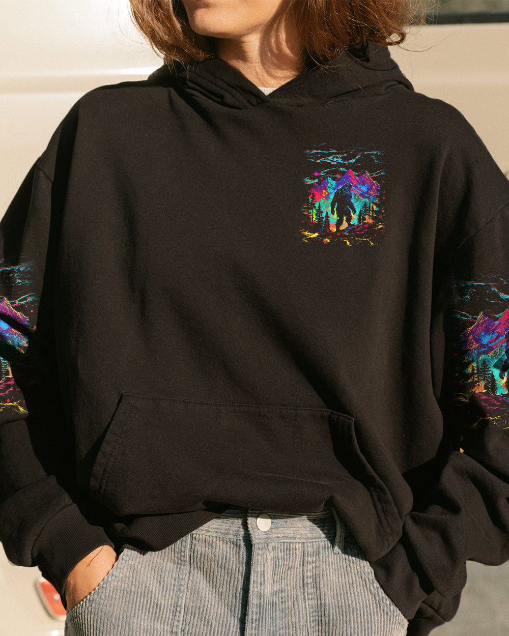 BLISSCORNERS NOT ALL WHO WANDER ARE LOST BIGFOOT COLORFUL ALL OVER PRINT