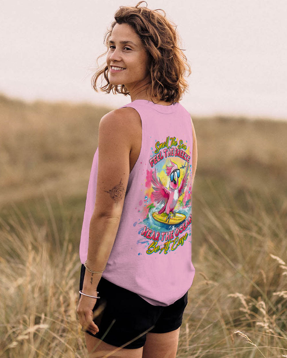 BLISSCORNERS SMELL THE SEA FEEL THE BREEZE PARROT ALL OVER PRINT