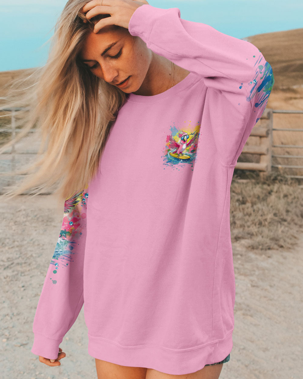 BLISSCORNERS SMELL THE SEA FEEL THE BREEZE PARROT ALL OVER PRINT
