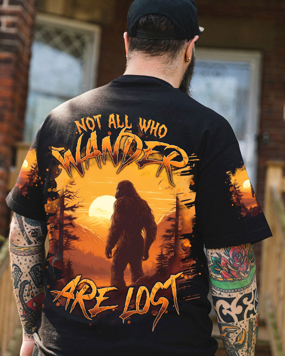 BLISSCORNERS NOT ALL WHO WANDER ARE LOST BIGFOOT ALL OVER PRINT