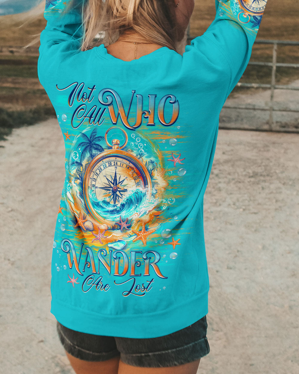 BLISSCORNERS NOT ALL WHO WANDER ARE LOST COMPASS ALL OVER PRINT