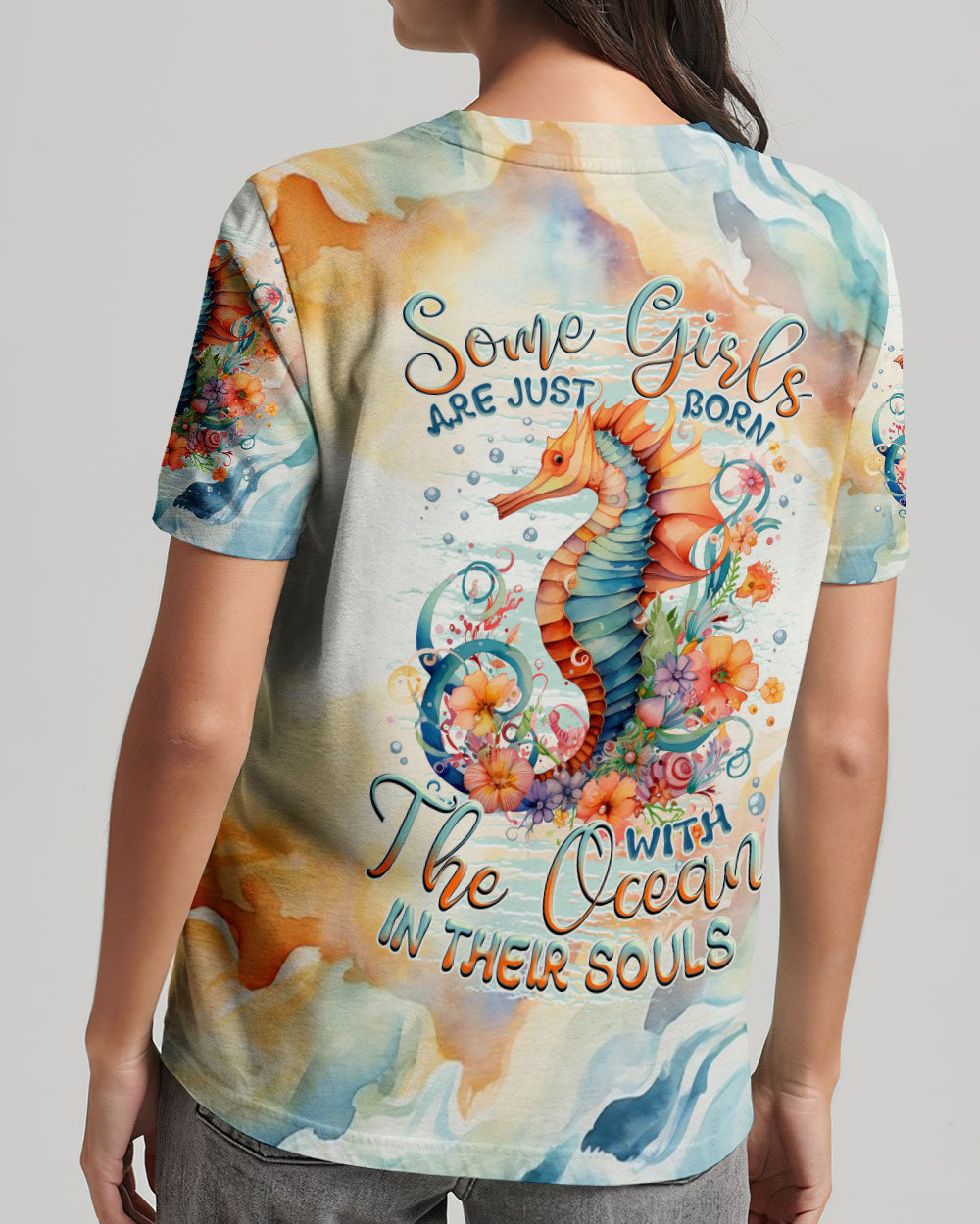 BLISSCORNERS SOME GIRLS ARE JUST BORN SEAHORSE ALL OVER PRINT