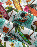 BLISSCORNERS CAMPING BUS SURF PALM TREES SEAMLESS HAWAIIAN SHIRT
