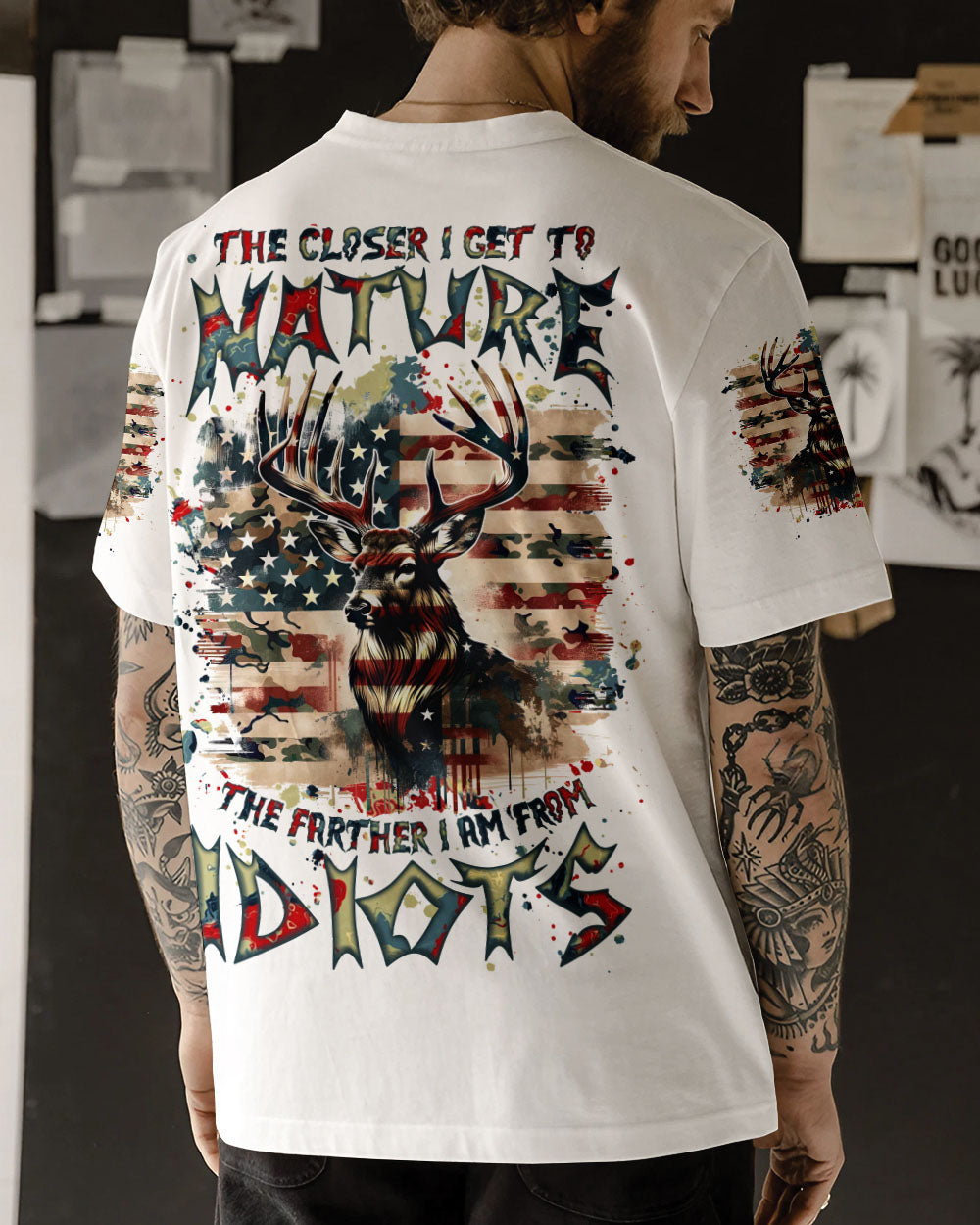 BLISSCORNERS THE CLOSER I GET TO NATURE DEER HUNTING ALL OVER PRINT