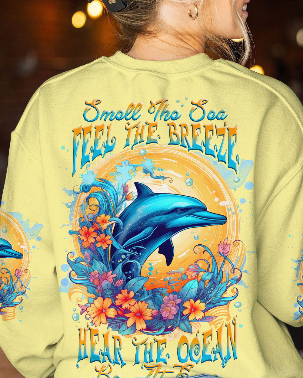 BLISSCORNERS SMELL THE SEA FEEL THE BREEZE DOLPHIN ALL OVER PRINT