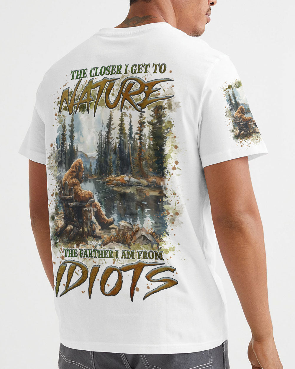 BLISSCORNERS THE CLOSER I GET TO NATURE BIGFOOT FISHING ALL OVER PRINT