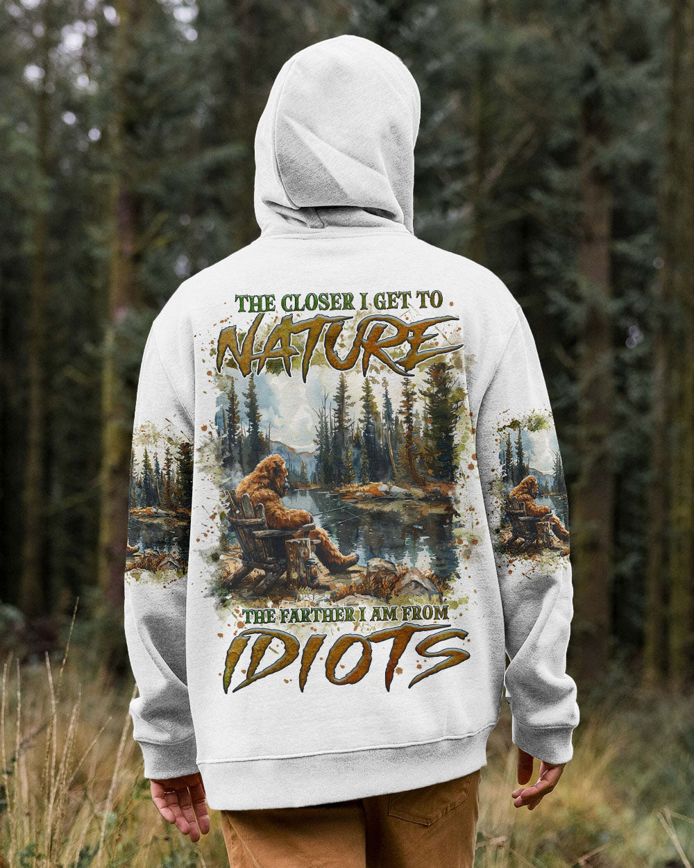 BLISSCORNERS THE CLOSER I GET TO NATURE BIGFOOT FISHING ALL OVER PRINT
