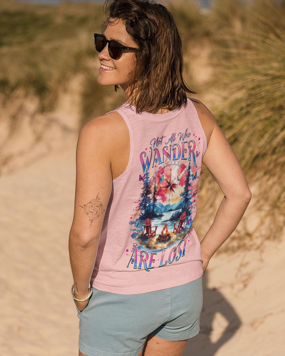 BLISSCORNERS NOT ALL WHO WANDER ARE LOST COMPASS ALL OVER PRINT