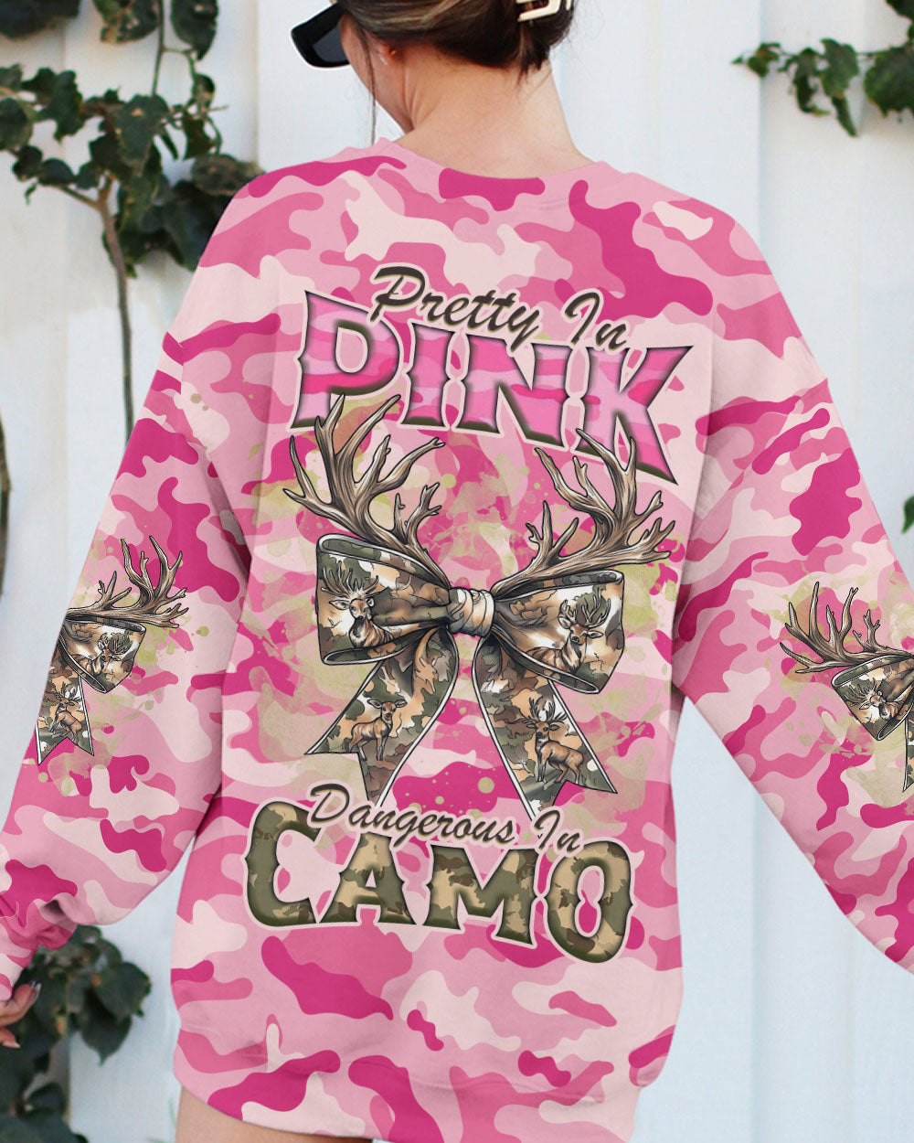 BLISSCORNERS PRETTY IN PINK HUNTING DEER ALL OVER PRINT