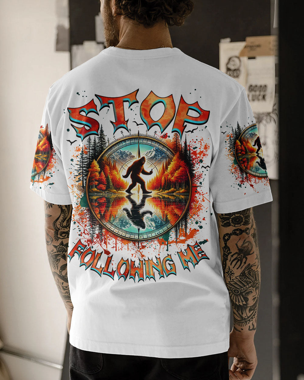 BLISSCORNERS STOP FOLLOWING ME BIGFOOT ALL OVER PRINT