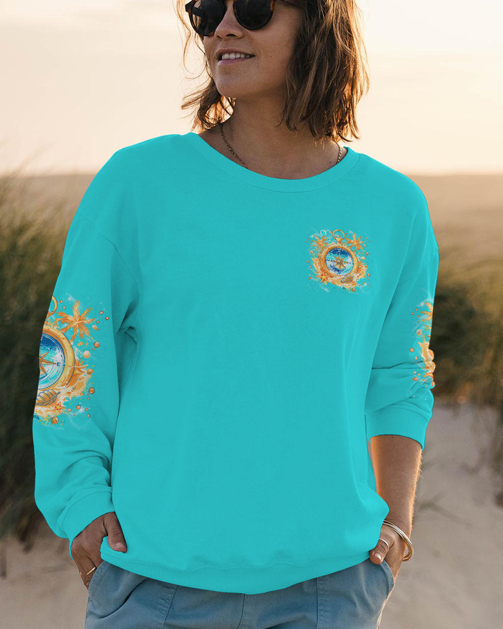 BLISSCORNERS SALTWATER HEALS EVERYTHING COMPASS ALL OVER PRINT
