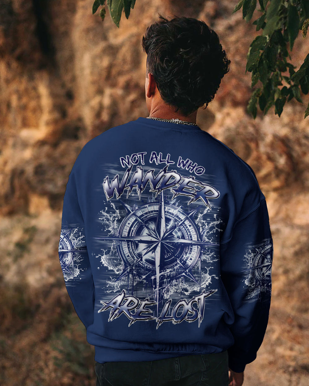 BLISSCORNERS NOT ALL WHO WANDER ARE LOST COMPASS ALL OVER PRINT