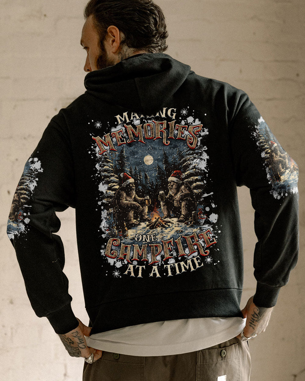 BLISSCORNERS MAKING MEMORIES ONE CAMPFIRE AT A TIME BIGFOOT CHRISTMAS ALL OVER PRINT