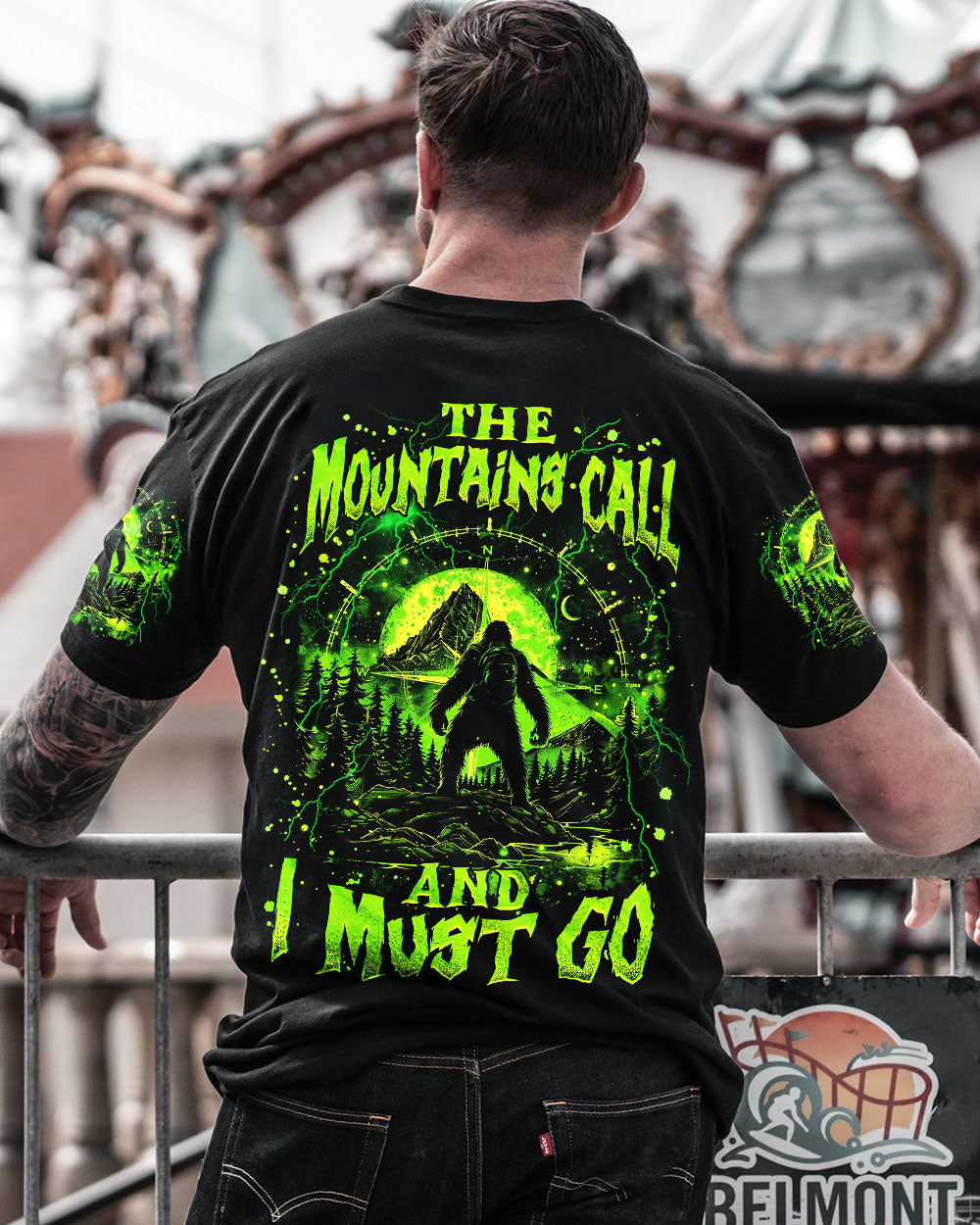 BLISSCORNERS THE MOUNTAINS CALL AND I MUST GO BIGFOOT ALL OVER PRINT