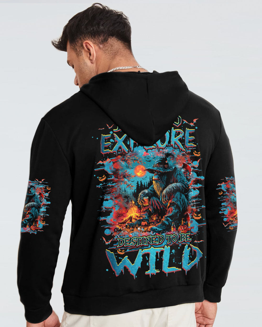 BLISSCORNERS BORN TO EXPLORE DESTINED TO BE WILD BIGFOOT HALLOWEEN ALL OVER PRINT