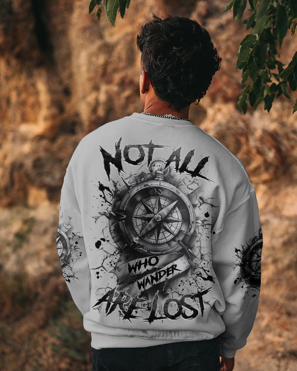 BLISSCORNERS NOT ALL WHO WANDER ARE LOST COMPASS ALL OVER PRINT