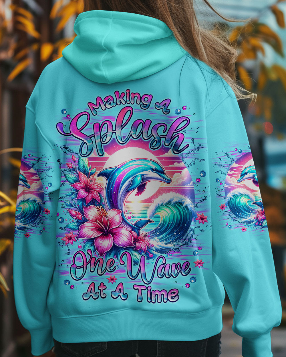 BLISSCORNERS MAKING A SPLASH ONE WAVE AT A TIME DOLPHIN ALL OVER PRINT