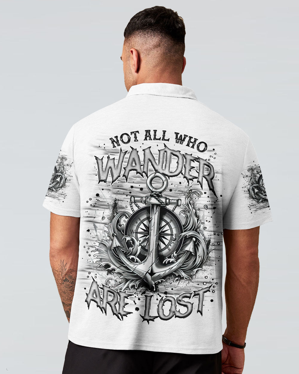 BLISSCORNERS NOT ALL WHO WANDER ARE LOST ANCHOR COMPASS ALL OVER PRINT
