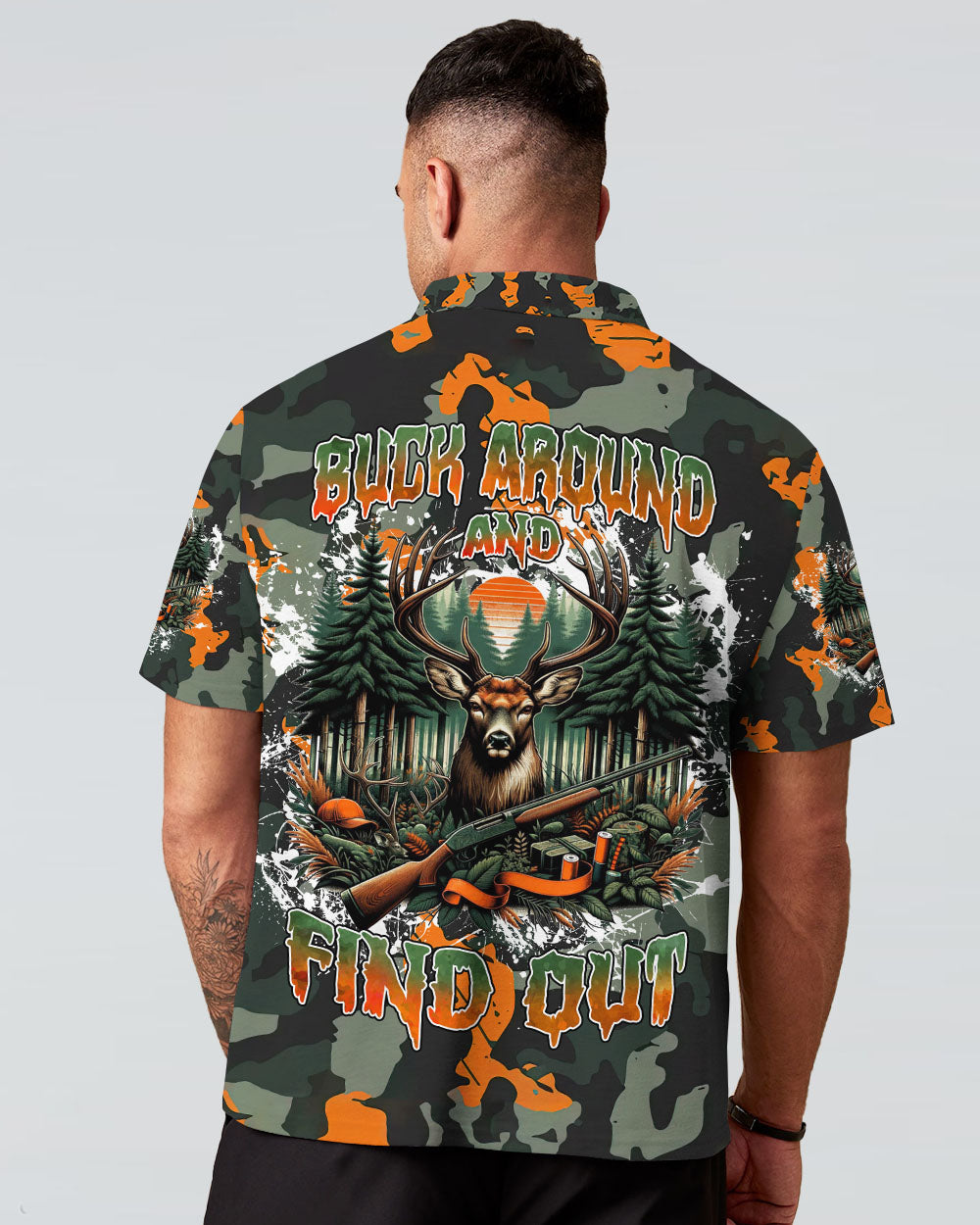 BLISSCORNERS BUCK AROUND AND FIND OUT DEER HUNTING ALL OVER PRINT