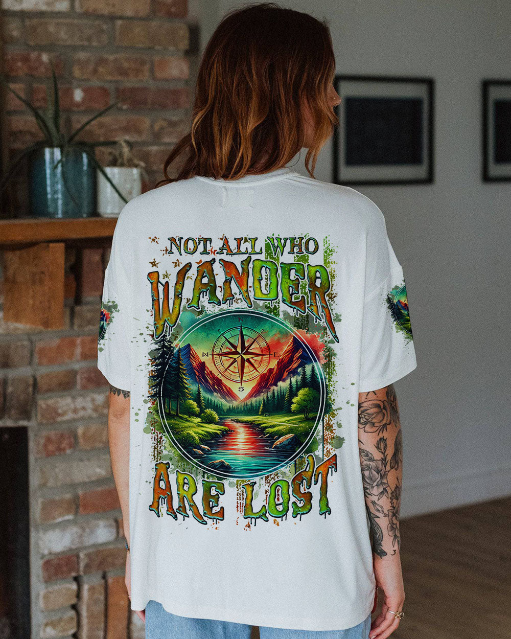 BLISSCORNERS NOT ALL WHO WANDER ARE LOST COMPASS ALL OVER PRINT