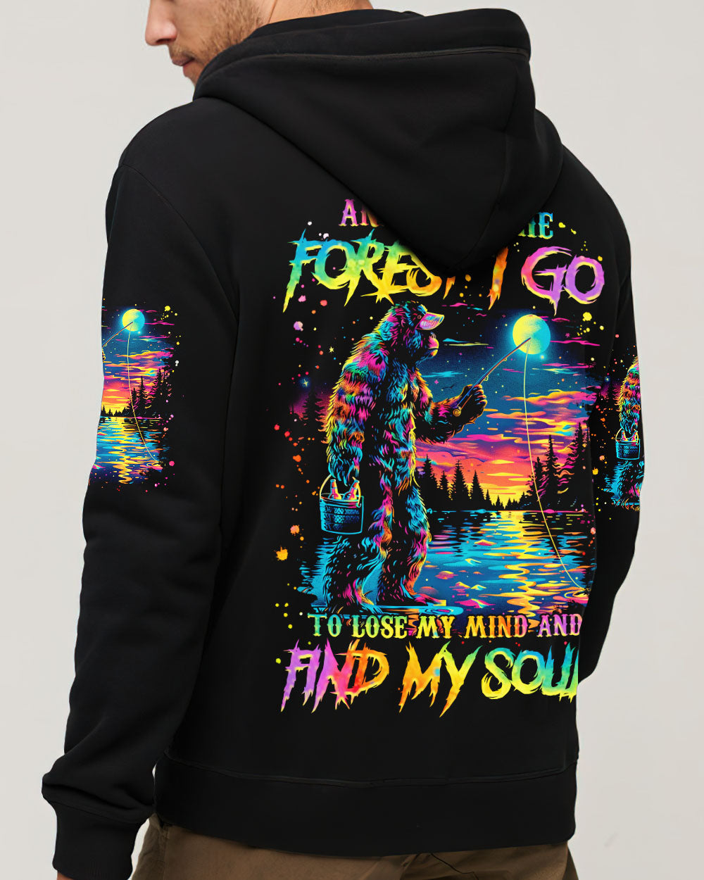 BLISSCORNERS AND INTO THE FOREST I GO BIGFOOT FISHING ALL OVER PRINT