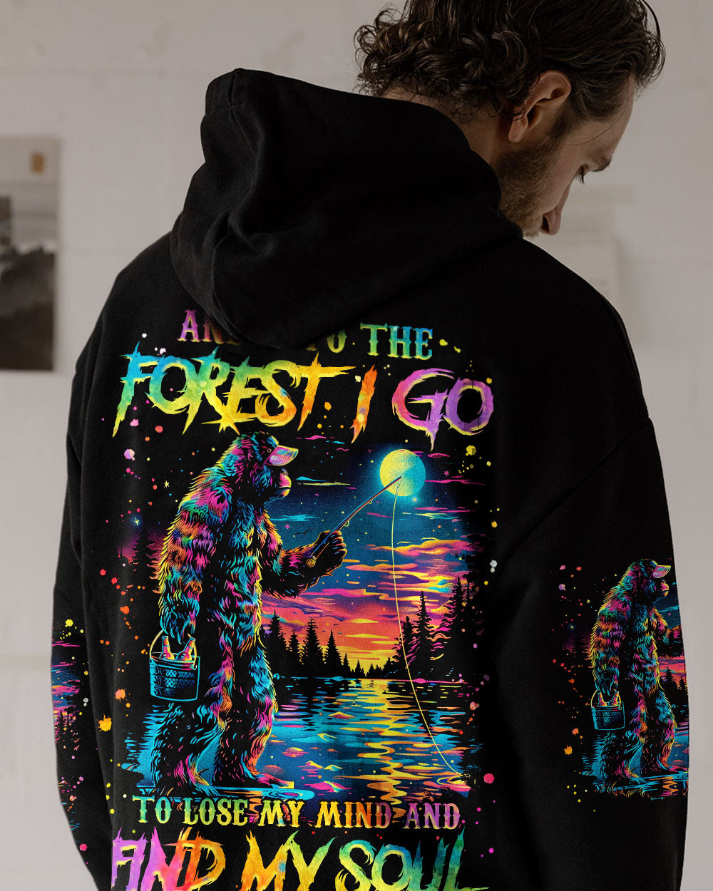 BLISSCORNERS AND INTO THE FOREST I GO BIGFOOT FISHING ALL OVER PRINT