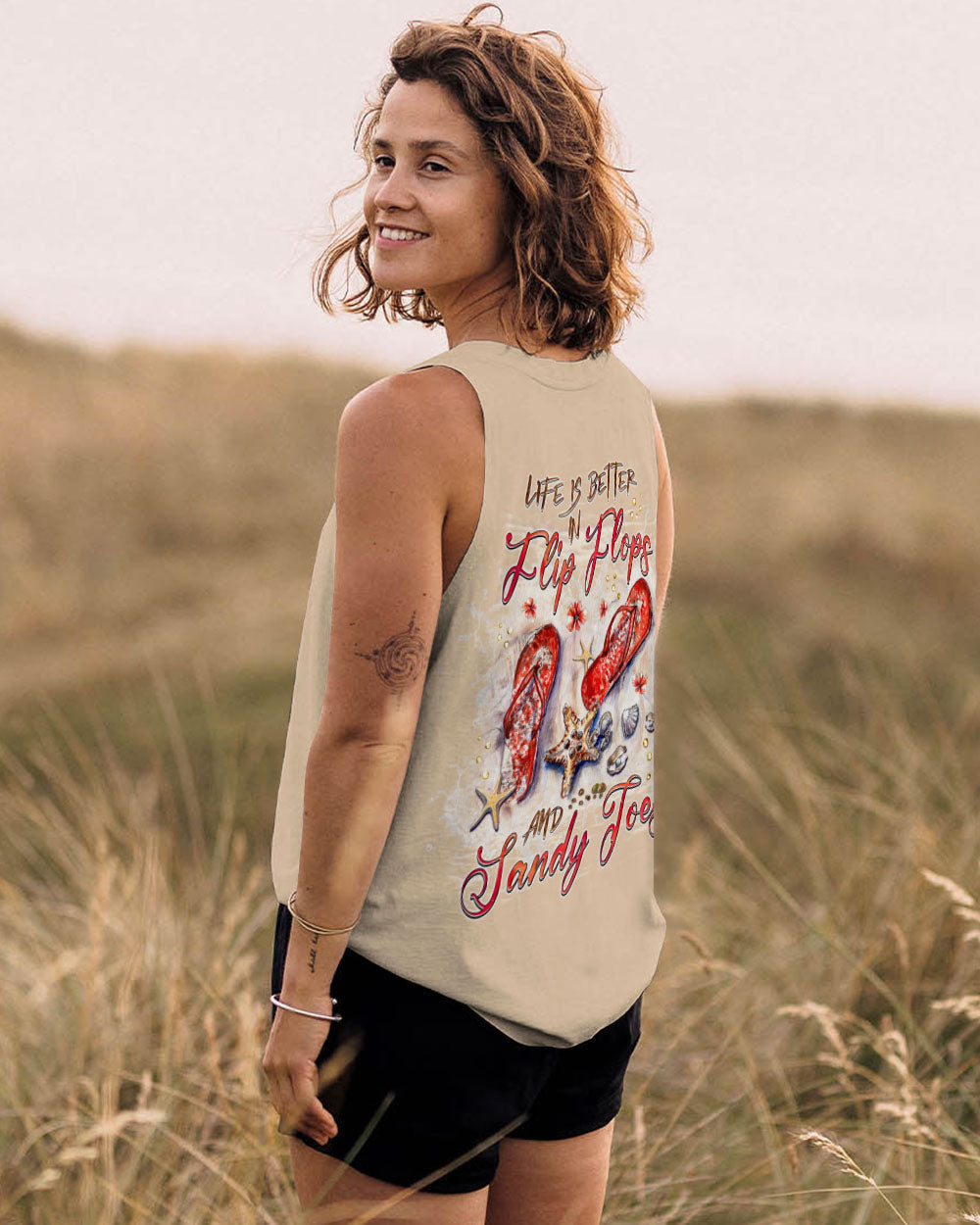 BLISSCORNERS LIFE IS BETTER IN FLIP-FLOPS AND SANDY TOES ALL OVER PRINT
