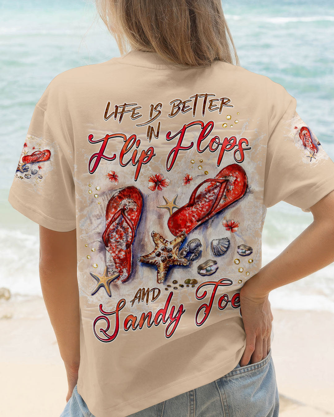BLISSCORNERS LIFE IS BETTER IN FLIP-FLOPS AND SANDY TOES ALL OVER PRINT