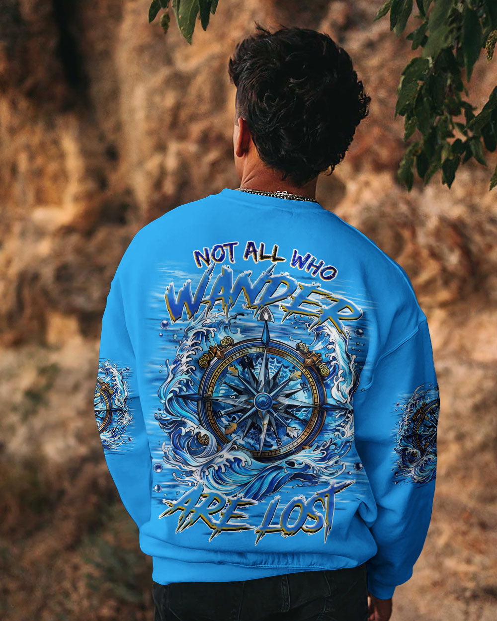 BLISSCORNERS NOT ALL WHO WANDER ARE LOST COMPASS ALL OVER PRINT