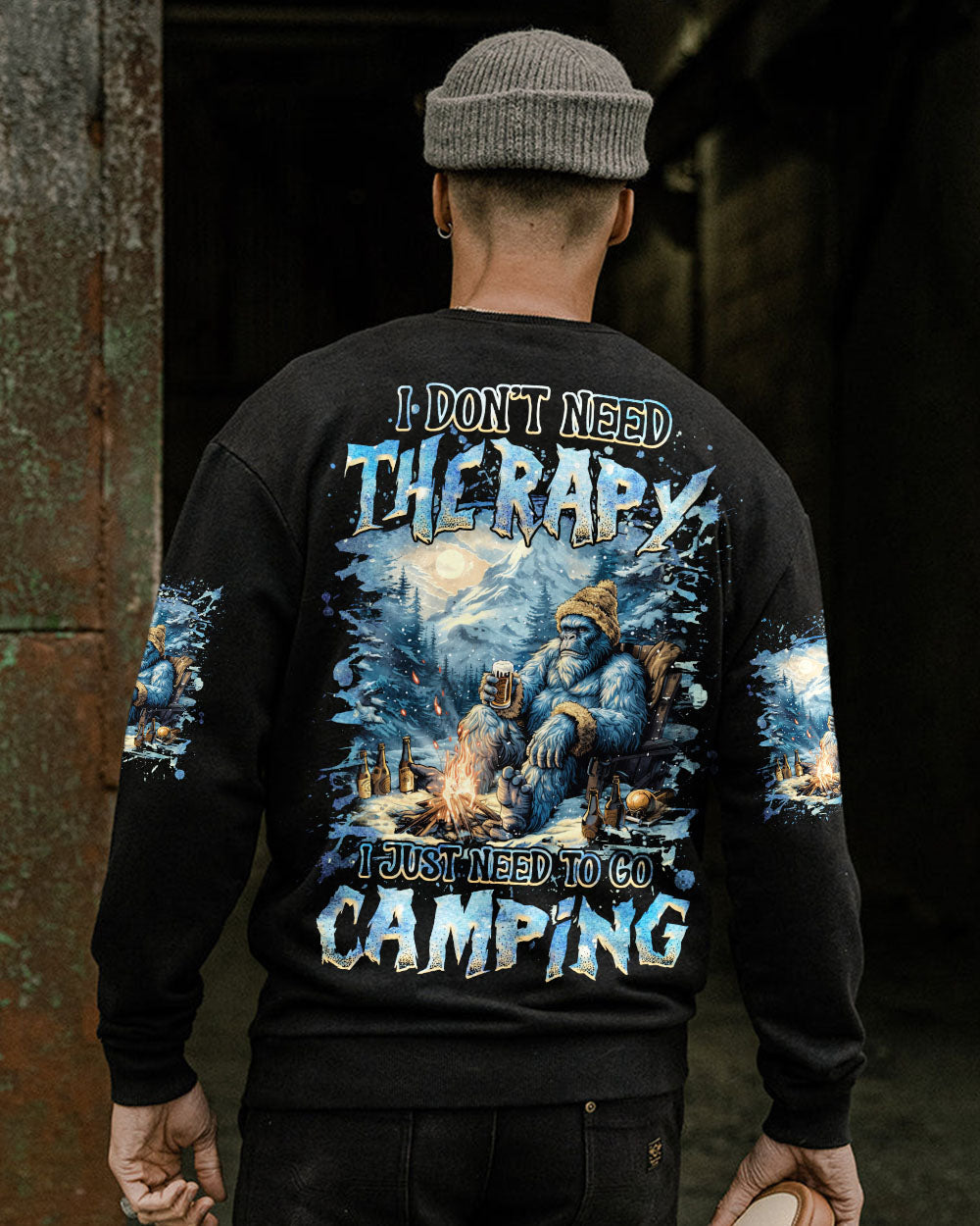 BLISSCORNERS I DON'T NEED THERAPY I JUST NEED TO GO CAMPING BIGFOOT ALL OVER PRINT