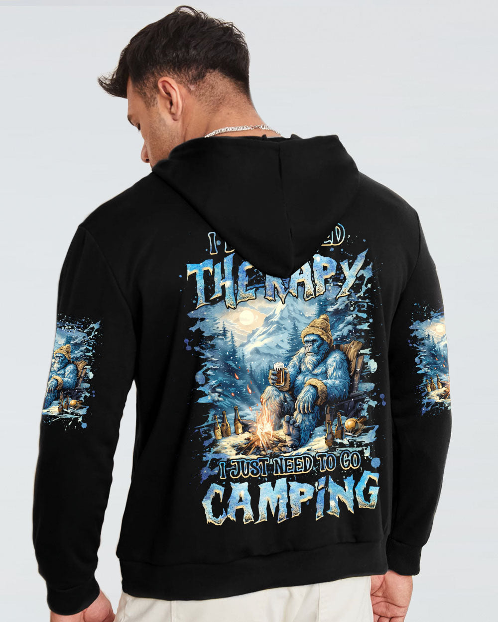 BLISSCORNERS I DON'T NEED THERAPY I JUST NEED TO GO CAMPING BIGFOOT ALL OVER PRINT