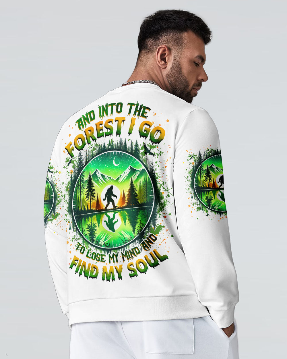 BLISSCORNERS AND INTO THE FOREST I GO BIGFOOT ALL OVER PRINT