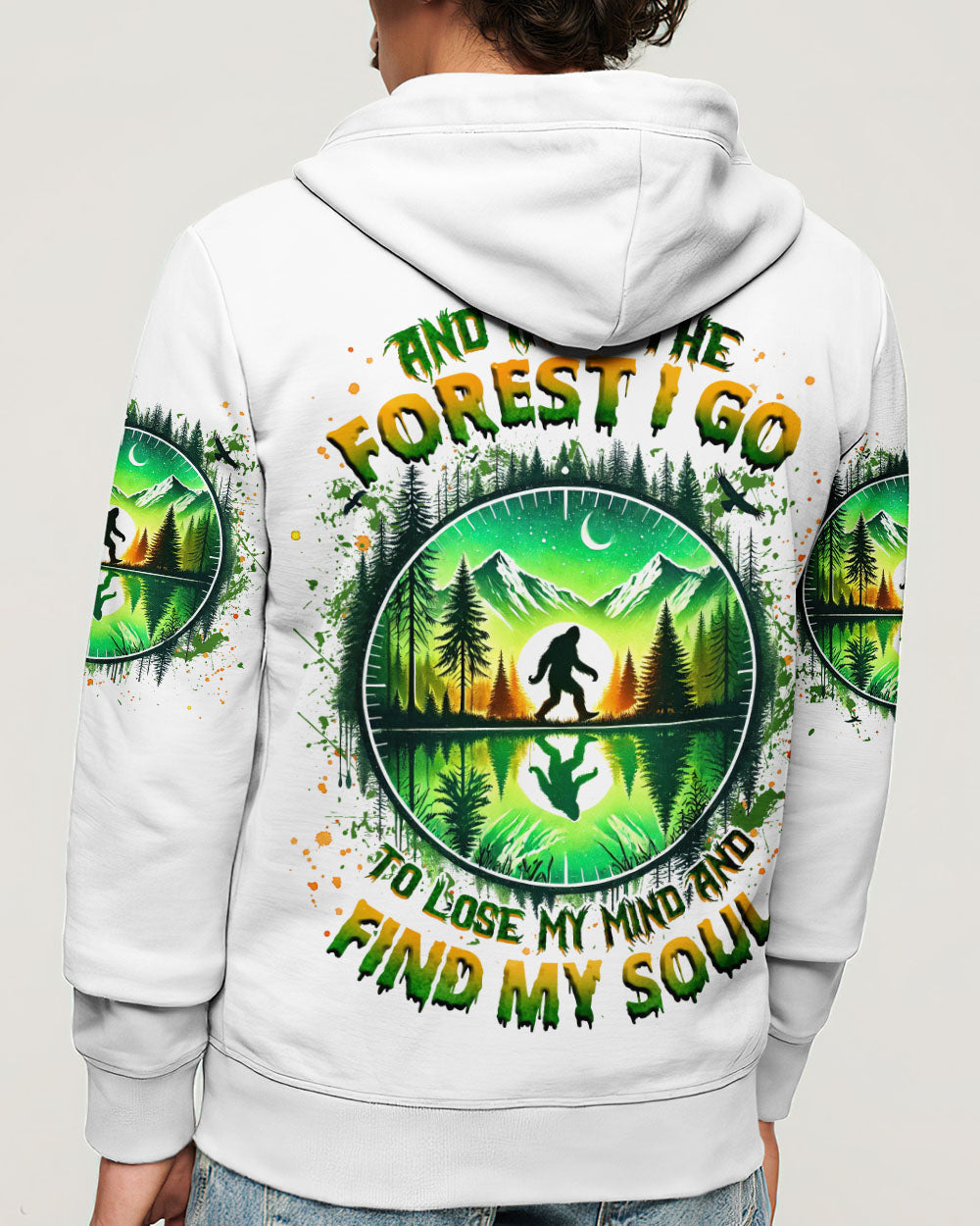 BLISSCORNERS AND INTO THE FOREST I GO BIGFOOT ALL OVER PRINT