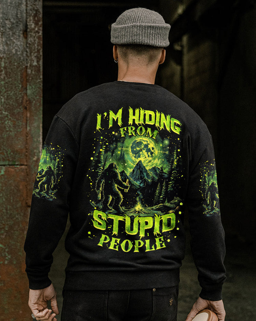 BLISSCORNERS I'M HIDING FROM STUPID PEOPLE BIGFOOT ALL OVER PRINT