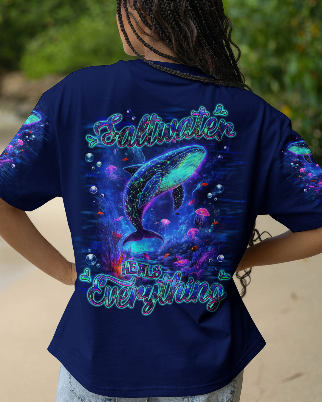 BLISSCORNERS SALTWATER HEALS EVERYTHING WHALE ALL OVER PRINT