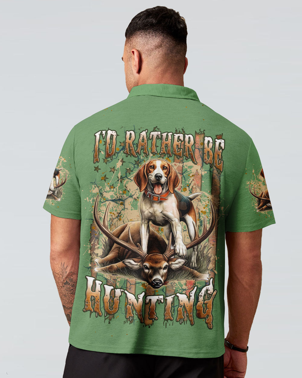 BLISSCORNERS I'D RATHER BE HUNTING DEER FOXHOUND DOG ALL OVER PRINT