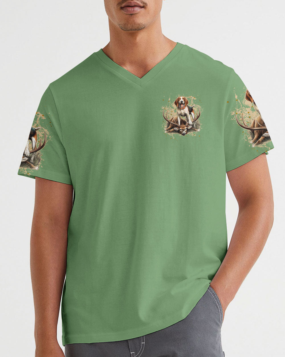 BLISSCORNERS I'D RATHER BE HUNTING DEER FOXHOUND DOG ALL OVER PRINT