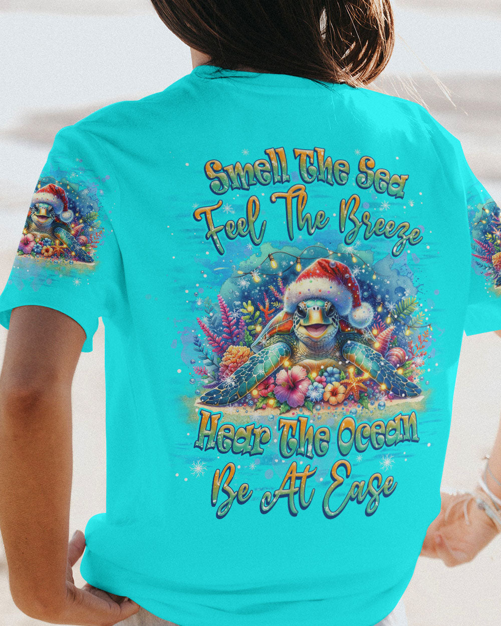BLISSCORNERS SMELL THE SEA FEEL THE BREEZE TURTLE CHRISTMAS ALL OVER PRINT