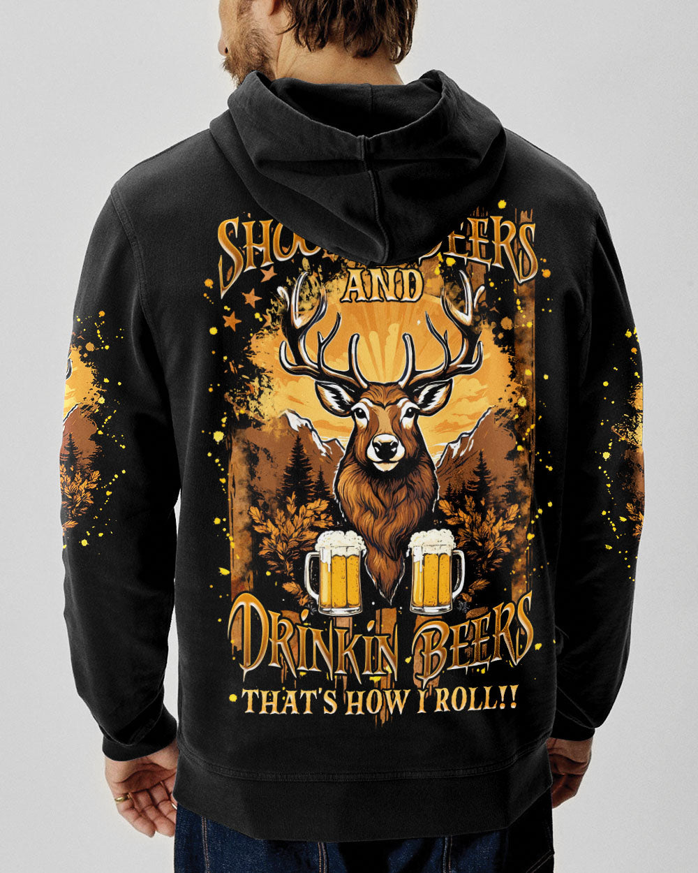 BLISSCORNERS SHOOTING DEERS AND DRINKING BEERS ALL OVER PRINT
