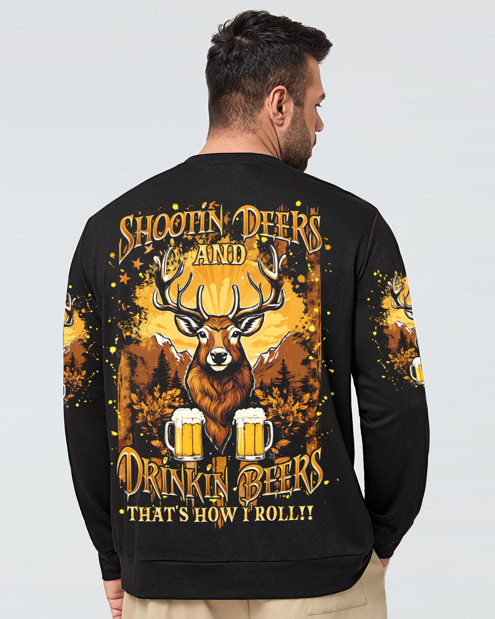 BLISSCORNERS SHOOTING DEERS AND DRINKING BEERS ALL OVER PRINT