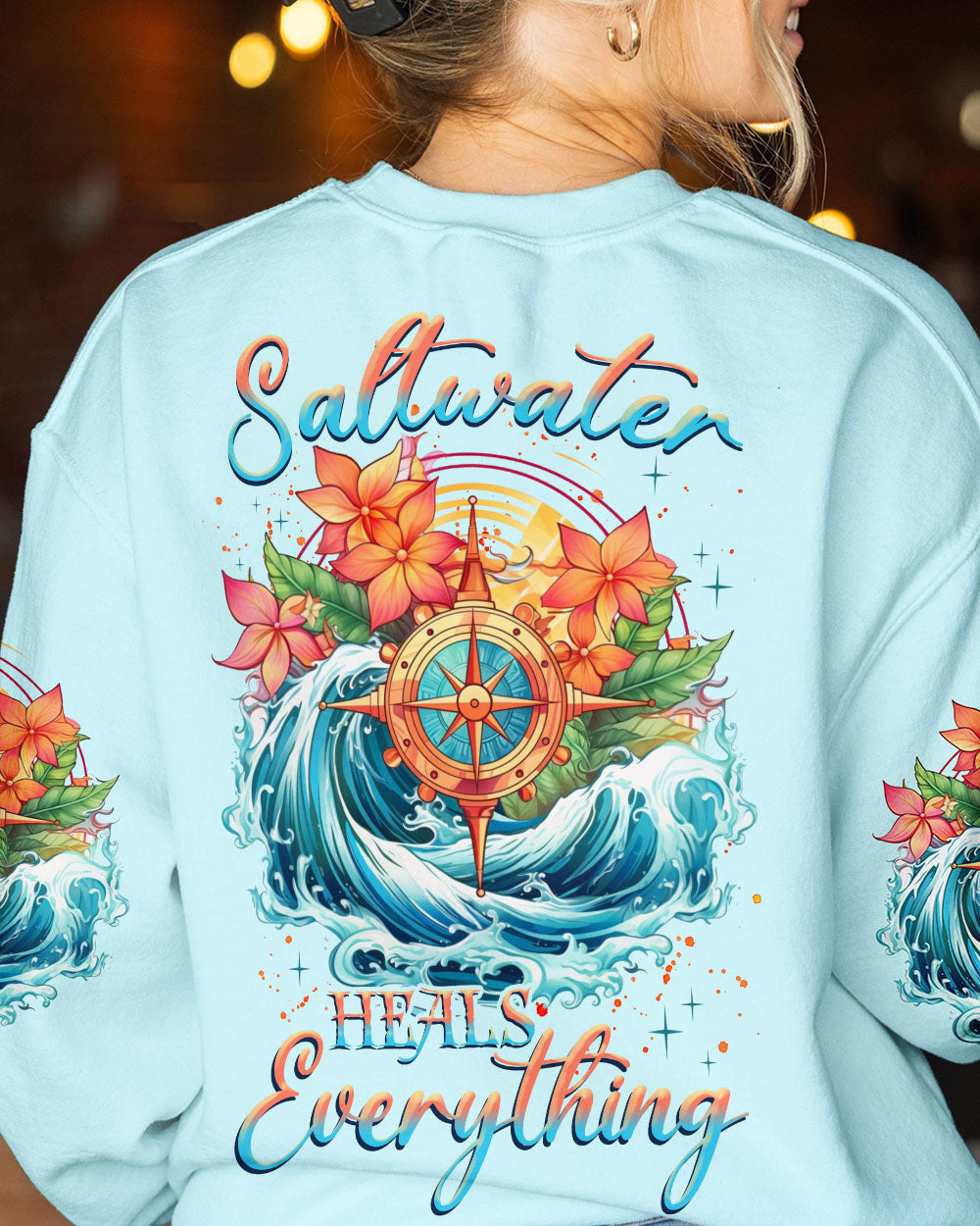 BLISSCORNERS SALTWATER HEALS EVERYTHING COMPASS ALL OVER PRINT
