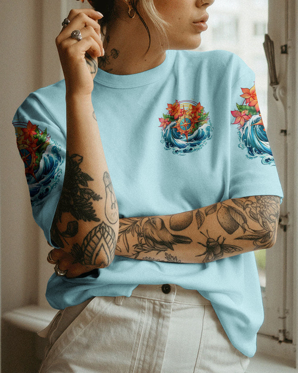BLISSCORNERS SALTWATER HEALS EVERYTHING COMPASS ALL OVER PRINT