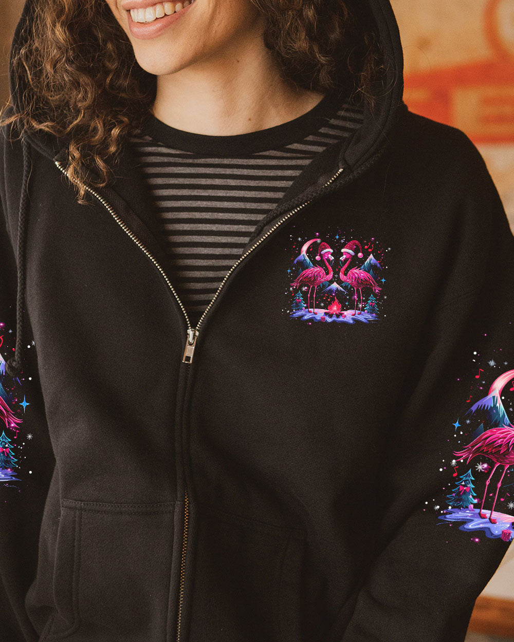 BLISSCORNERS MAKING MEMORIES ONE CAMPFIRE AT A TIME FLAMINGO CHRISTMAS ALL OVER PRINT