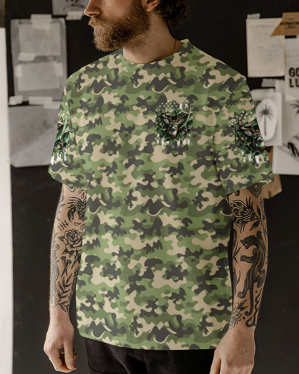 BLISSCORNERS BUCK AROUND AND FIND OUT DEER HUNTING ALL OVER PRINT