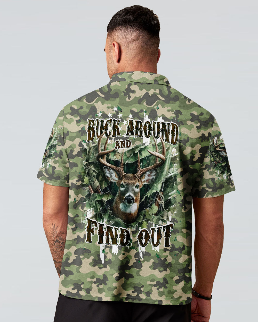 BLISSCORNERS BUCK AROUND AND FIND OUT DEER HUNTING ALL OVER PRINT